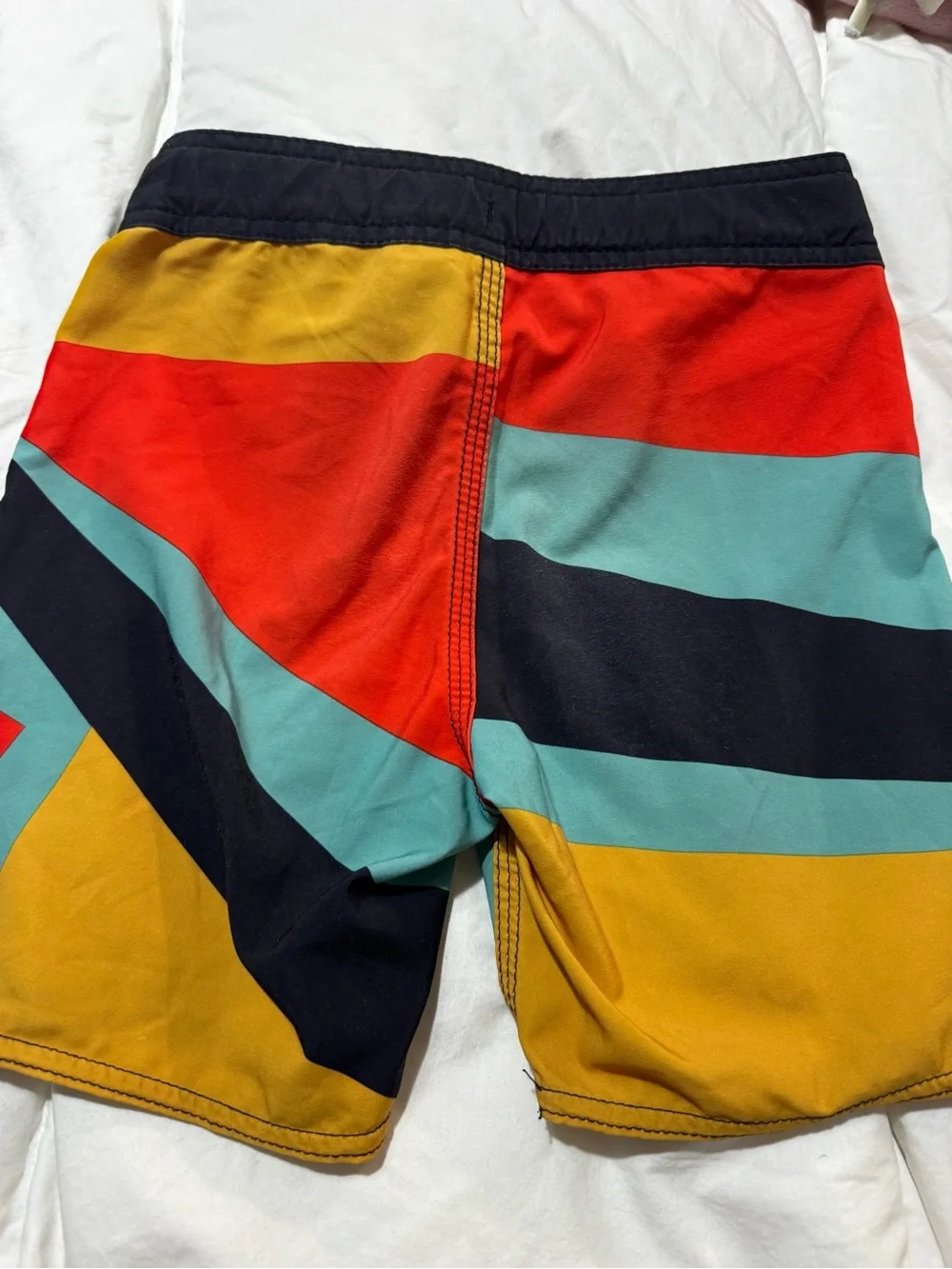 Volcom mod tech Boys Multicolor Geometric Swim Trunks - Black Waist